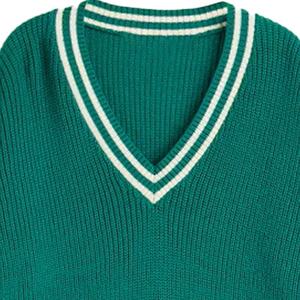 Pull en tricot tendance à col en V pour homme, manches régulières, couleur unie, pull d'automne - Product Image 6