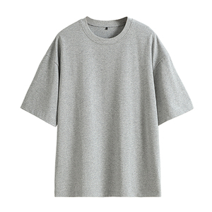 T-shirts pour hommes de haute qualité, couleur unie, coton épais, coupe classique, manches courtes, col rond, épaules tombantes, 220g, vente en gros - Product Image 3