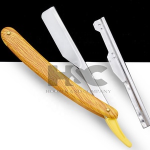 Navaja de afeitar con mango de madera para hombre, navaja de barbero para barba, hermoso color negro, navajas de barbero de acero inoxidable, embalaje con logotipo. - Product Image 1