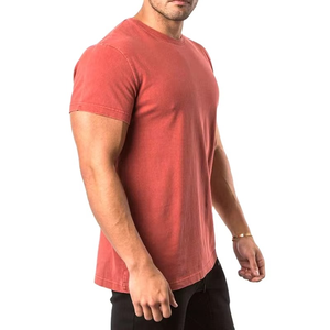 Camiseta de Algodón Roja Lavada para Hombre, Corte Ajustado, Cuello Redondo Informal, Suave y Cómoda, Estilo Vintage, para Uso Diario en Verano, Camiseta Básica Elegante - Product Image 5