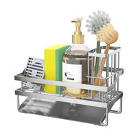 Klassieke metalen keukenkraanorganizer, sterk frame, waterdicht, duurzaam voor het bewaren van afwasmiddel, spons, borstel, keukengerei