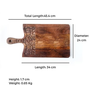 เขียงไม้ชีแฮมไม้แกะแกะลายดอกไม้แกะสลักด้วยมือกระดานเสิร์ฟอาหารในครัวมีความหนาทนทาน - Product Image 6
