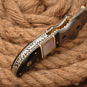 Damascus Steel Folding Pocket <b>Knife</b> - 7" Handmade Gift <b>Knife</b> with Horn & <b>Bone</b> <b>Handle</b> - Camping Pocket <b>Knife</b> - Product Image 2