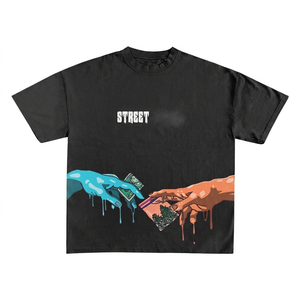 Camiseta 100% algodón para hombre, corte holgado, estampada, Premium Soft 180GSM, algodón rosa, estampado gráfico, dobladillo desgastado, logotipo personalizado, camiseta para hombre - Product Image 6