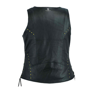 <b>Women</b> Leather Motorcycle Vest Stylish Vintage Biker Slim Fit Sleeveless <b>Waistcoat</b> Outerwear Windproof Casual Zipper Closure - Product Image 2