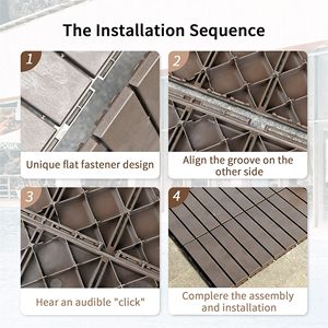 Baldosas de terraza de composite para todo tipo de clima, 12x12 pulgadas, cuadradas entrelazadas, suelo exterior de cuatro listones, baldosas de plástico para patio. - Product Image 4