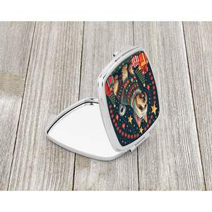 Espejo de maquillaje de viaje compacto de Navidad Terrier sedoso, regalo de diseño de mano plegable portátil para mujeres y niñas - Product Image 2