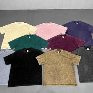Camiseta de Algodón para Hombre, 275 g/m², Lavado Ácido, Personalizada, Talla Grande, de Alta Calidad, Colorida, Informal, Venta al Por Mayor del Fabricante - Product Image 2