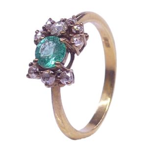 14K Gold Plated Luxury Classic Channel Setting Round Brilliant Cut <b>Emerald</b> Diamond Unisex Engagement & Wedding <b>Rings</b> - Product Image 1