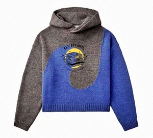 Sudadera con Capucha Unisex Fly Fit International, Tejida en Felpa, con Logotipo Frontal y Bolsillo, Estilo Casual para Otoño, Corte Holgado, 100% Algodón, Color Azul Sólido - Product Image 2