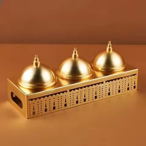 Top Selling Chocolate Bowl Gold Stainless Steel Rectangular Tray Lidded Dome <b>Jars</b> Floral Cutout Arabic <b>Sweet</b> Set Chocolate Bowl - Product Image 4