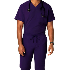 Multi Colored Fashion Men Hospital Scrubs Uniform Sets Unisex Pharmacy Staff Scrubs <b>Tops</b> Uniform Set for sale - Product Image 1