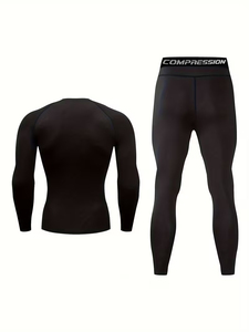 Conjuntos Deportivos de Compresión para Hombre, Hechos a Medida, Transpirables, Ligeros, 100% Algodón, Diseño Sólido, para Entrenamiento de Invierno - Product Image 2