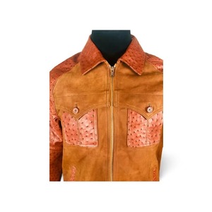 Veste en cuir d'autruche gaufré sur mesure pour homme, style motard en cuir de vachette, service d'échantillons OEM/ODM disponible en usine - Product Image 4