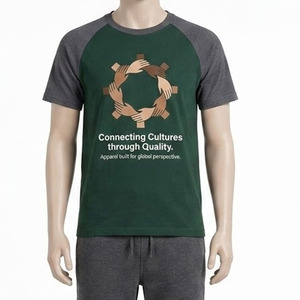 Camiseta de Béisbol con Estampado Gráfico, Mezcla de Algodón, Dos Tonos en Contraste, Camiseta de Manga Corta Raglán para Hombre - Product Image 1