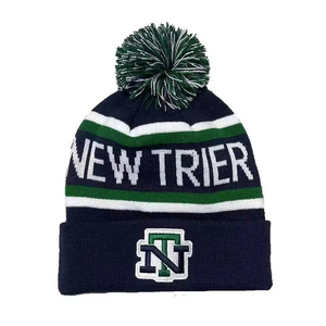 Wholesale Custom Beanie/100% Acrylic Your Own Embroidery Logo Fashion Knitted Beanie <b>Hat</b> Custom Winter <b>Hat</b> With <b>Pom</b> <b>Pom</b> - Product Image 4