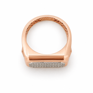 <b>Mens</b> 18KT Rose Gold Rectangular Micro Pave Cubic Zirconia Signet <b>Ring</b> Luxury Polished Statement Wedding Party Gift Jewelry - Product Image 4