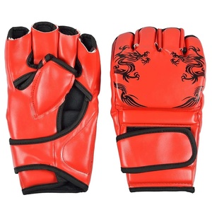Guantes de MMA Rojos de Medio Dedo con Estampado de Dragón, Cierre de Velcro, Unisex, Equipo de Entrenamiento de Artes Marciales - Product Image 5