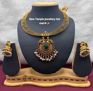 High Quality Traditional South Indian Ethnic Brass Bridal <b>Set</b> Zircon Flower Design Rose Gold Plated Third Party Wedding - Product Image 1