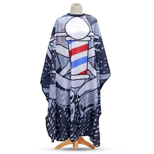 Capa de Peluquería de Poliéster con Estampado de Poste de Barbero, Capa de Corte de Pelo Antiadherente, Delantal de Barbero para Salón, Cierre Ajustable con Broches, Reutilizable - Product Image 1