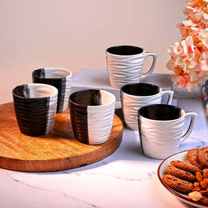 <b>Set</b> of 6 Versatile Wavy Ceramic <b>Tea</b> <b>Cups</b> - Product Image 4