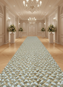 พรมม้วนปูพื้นกันลื่นแบบไร้รอยต่อ ขนาด 4 ม. x 20 ม. ถักด้วยมือจากเส้นใยปอกระเจา สีทองเทา ฟอกขาว ใช้สำหรับละหมาด - Product Image 3