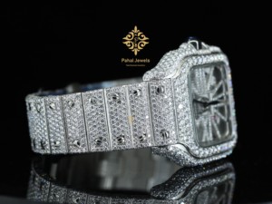 นาฬิกาเพชรหรู Pahal Jewels ตัวเรือนสี่เหลี่ยม สแตนเลสสตีล ระบบจักรกล หน้าปัดเลขโรมัน ขนาด 40 มม. สายขนาด 20 มม. - Product Image 3