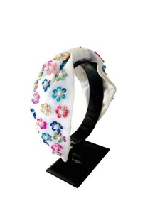 Hot Selling Floral Sequin <b>Headband</b> for Women and Girls White Multicolor Embroidered Hairbands Embellishments Festive Occasions - Product Image 1