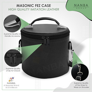 Deluxe Machine Embroidered Imitation Leather Masonic Fez Case Storage <b>Box</b> Zipper Closure Lightweight Comfortable Religious Use - Product Image 3