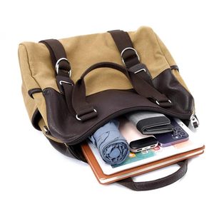 Classic Canvas Handbag with Adjustable Strap Tan Color Convenient Handle Style - Product Image 4