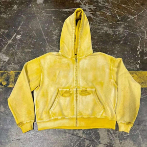 New Design Wholesale Rate <b>Drop</b> Shoulder Vintage Style Distressed Hoodie Vintage Style French Terry Distressed <b>Sun</b> Faded Hoodies - Product Image 5