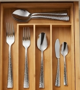 Modern Hammered Finish Stainless Steel Flatware <b>Set</b> Piece Knife Fork Spoon <b>Dinnerware</b> Tableware <b>For</b> Wedding Home Use - Product Image 4