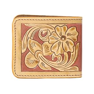 กระเป๋าสตางค์หนังวัวแท้สไตล์วินเทจสำหรับผู้ชาย ลายดอกไม้ ป้องกัน RFID แบบฮิปสเตอร์ - Product Image 3