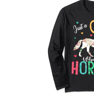 Just a Girl for Loves Horses T-shirt décontracté à manches courtes pour hommes, col rond, 100% coton, avec logo sur le devant - Product Image 2