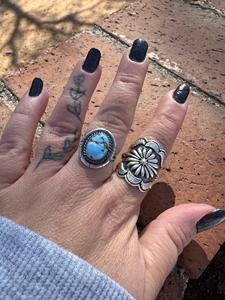 Handcrafted Oval Golden Hills <b>Turquoise</b> <b>Ring</b> Sterling Silver Size 6.75 Boho Southwestern Statement Jewelry Gift for Her - Product Image 6