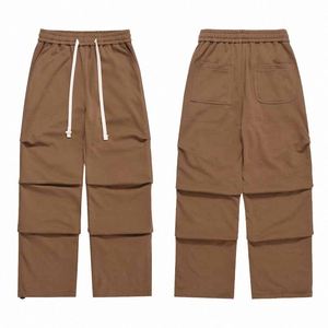 Men's Brown Cotton Sweatpants Elastic Waist Drawstring Casual <b>Jogger</b> Pants Side Pockets Midweight Autumn Style - Product Image 5