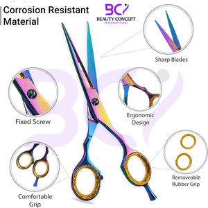 Ciseaux de coiffeur en acier inoxydable, légers, durables, personnalisables, multicolores, avec votre propre logo, meilleur fournisseur - Product Image 6