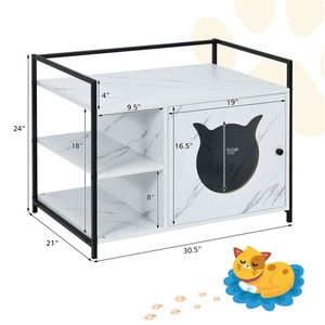 Lussuosa Casetta per Gatti a Due Livelli con Funzioni di Facile Pulizia, Lettiera in Legno per Gatti da Soggiorno, Tavolino XL - Product Image 5