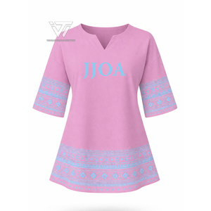 Wholesale Greek Jack And Jill Of America Clothing Sublimated Retro Geometric Print Half Sleeve African Summer Style Shirt - Product Image 1
