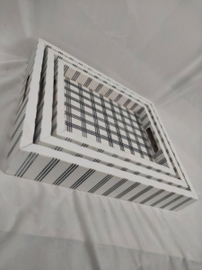 Juego de bandejas con incrustaciones de resina MDF Rectangular hechas a mano de lujo, patrón de laberinto geométrico pulido, bandejas decorativas para servir para el hogar - Product Image 5