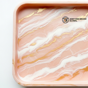 Bandeja con efecto mármol naranja terracota y borde dorado |   Elegante Bandeja Decorativa Color Terracota Naranja con Efecto Mármol - Product Image 5