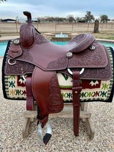 Équipement d'équitation pour chevaux mâles et femelles, articles équestres, résistance à l'eau, selle de cheval en cuir véritable faite à la main, prix avantageux - Product Image 6
