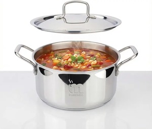 Olla para Sopa Antiadherente de Aluminio con Tapa de Vidrio y Mango de Madera, Olla Grande Compatible con Inducción, Utensilios de Cocina - Product Image 1