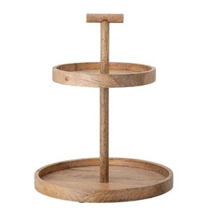 Handmade Wooden Two-<b>Tier</b> Round <b>Cake</b> Stand Multi-Layer Dessert Display Pedestal for Home Party Use - Product Image 1