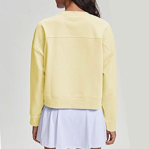 Sweat-shirts courts pour femmes en coton à manches longues, col rond, pull oversize, décontracté, confortable et douillet pour tous les jours - Product Image 5