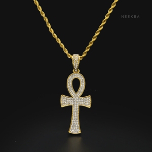 Colgante Ankh – Diseño de la Cruz de la Vida del Antiguo Egipto, Colgante Ankh Egipcio con Incrustaciones de Moissanita y Plata de Ley 925 - Product Image 1