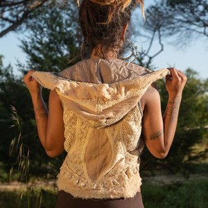 Tribal Sleeveless Hooded Vest for Summer Festivals Nature Inspired Bohemian Wardrobe Summer Cover Up Stylish Layer for Women - Product Image 3