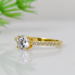 Natural Round Shape <b>Ring</b> Set with <b>Cubic</b> <b>Zirconia</b> Accents 925 Sterling Silver <b>Wedding</b> Engagement <b>Ring</b> Set for Women - Product Image 4
