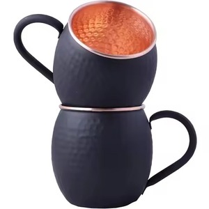 Pure Copper <b>Mug</b> With Black Exterior <b>Double</b> <b>Wall</b> Design Minimalist Style Drinkware With Handle - Product Image 1