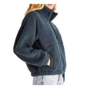 2026 Best Selling Custom Color Women's Woven Zipper Sherpa Autumn Breathable Winter Warm Fleece Bomber <b>Jacket</b> Casual Oversized - Product Image 2
